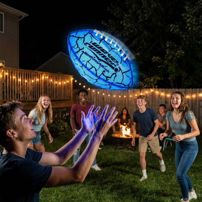 WaveRunner Glow in The Dark LED Football - Junior Size Waterproof Light Up Football, Type-C Rechargeable with Pump, Outdoor Sports Toy for Kids, Teens, and Adults - Image 2